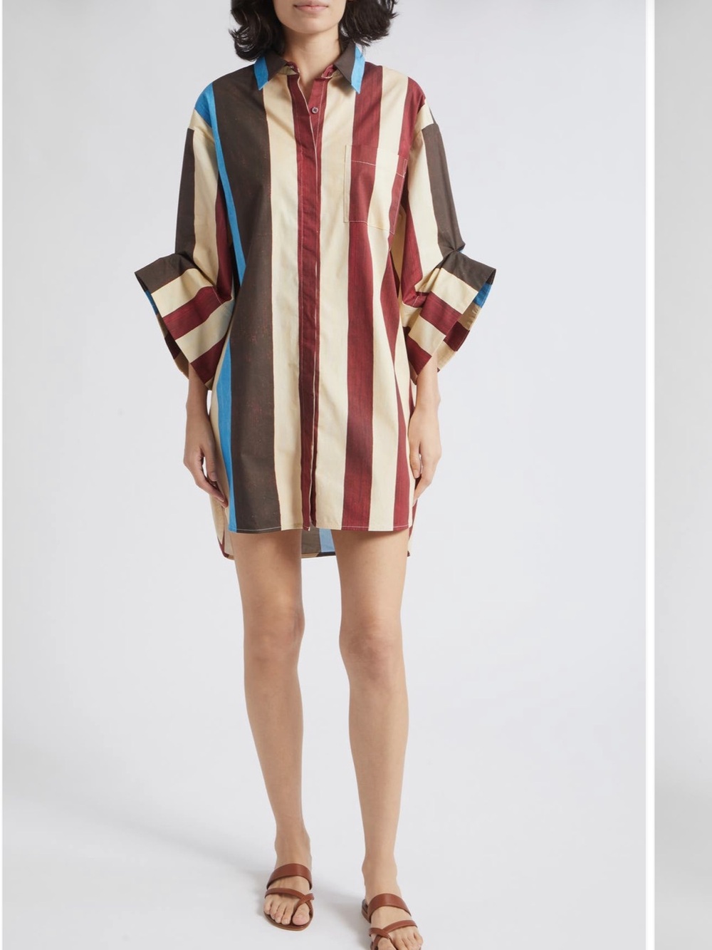 STAUD NWOT Nico Striped Stretch Shirtdress